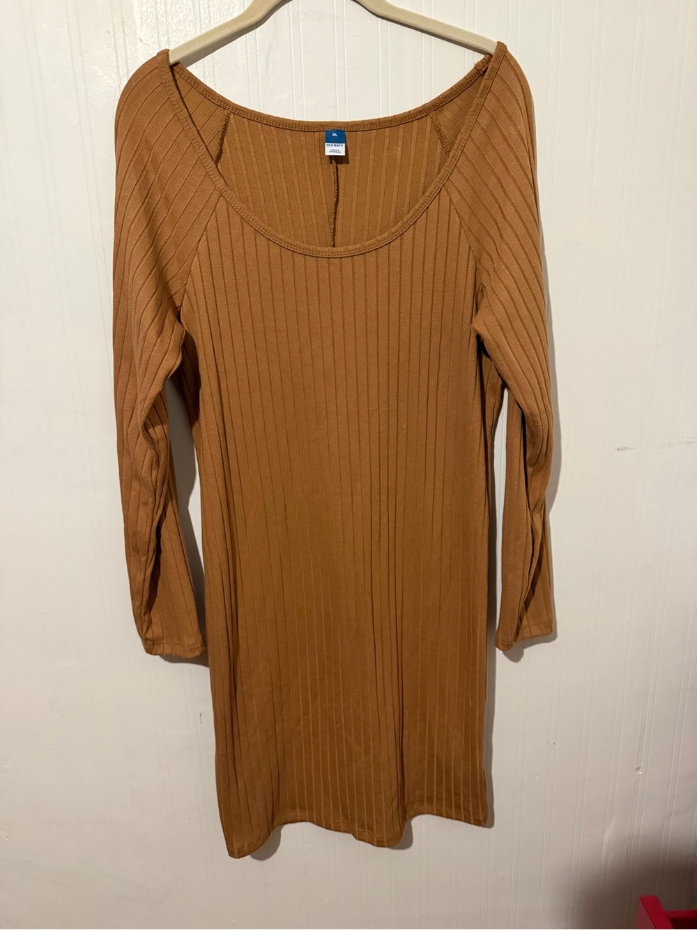 brown sweater dress old navy | Dresses | Old Navy Ribbed Long Sleeve Scoop Camel Xl knit cuffs pullover style